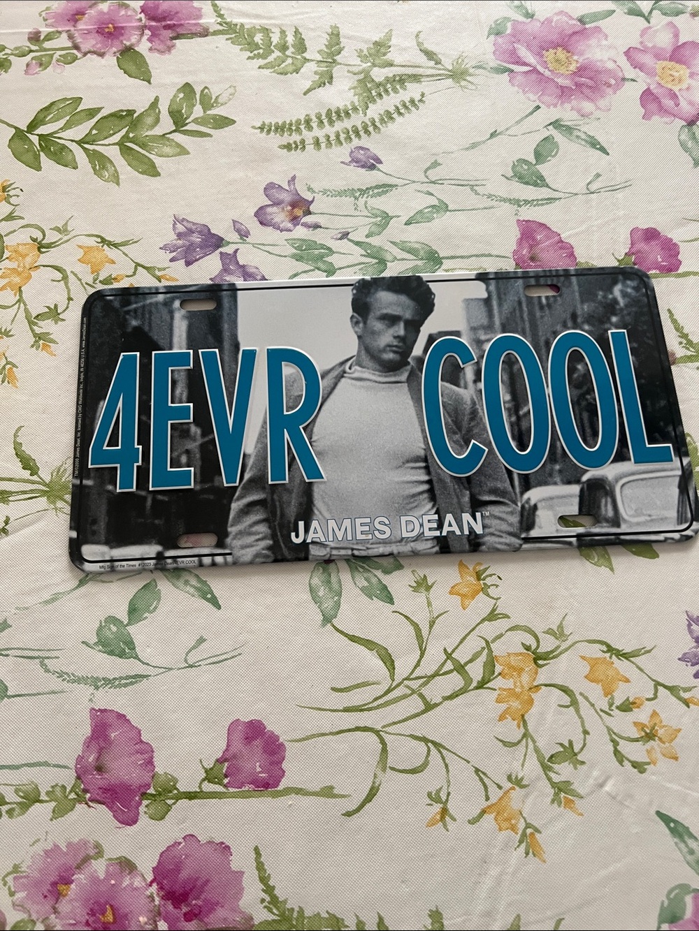 James Dean '4EVR COOL' Blue Lettering License Plate